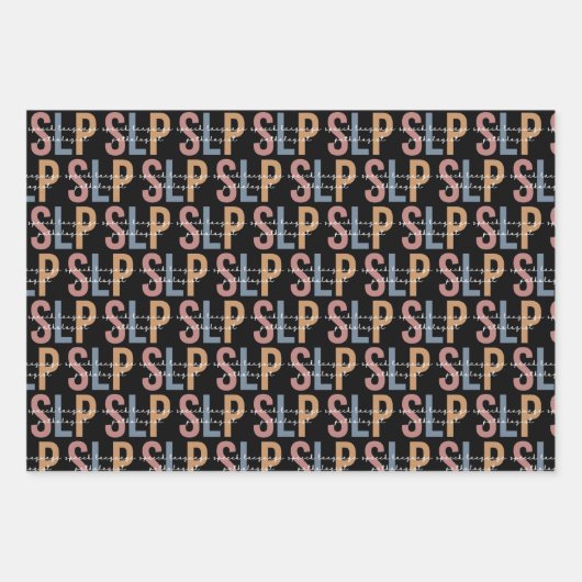 SLP-Sprachpathologe Retro-Muster Geschenkpapier Set (Vorderseite 3)