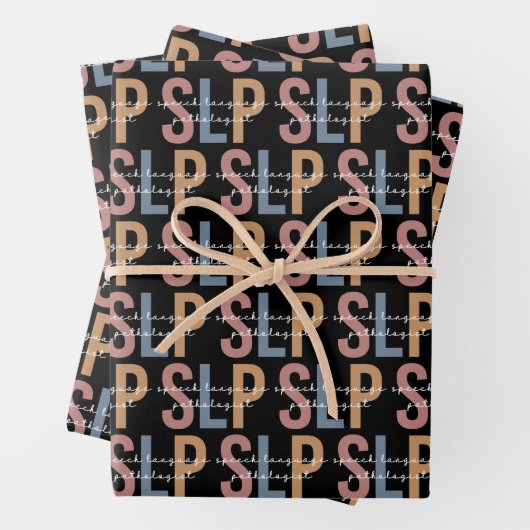 SLP-Sprachpathologe Retro-Muster Geschenkpapier Set (Beispiel)