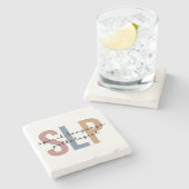 SLP-Sprachpathologe Retro Steinuntersetzer (Seitenansicht)