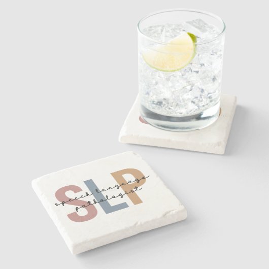 SLP-Sprachpathologe Retro Steinuntersetzer (Seitenansicht)