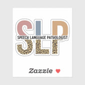 SLP-Sprecher Pathologe Leopard Print Typografy Aufkleber (Blatt)
