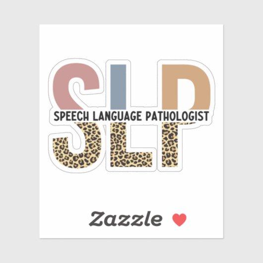 SLP-Sprecher Pathologe Leopard Print Typografy Aufkleber (Blatt)