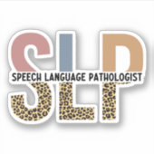 SLP-Sprecher Pathologe Leopard Print Typografy Aufkleber (Vorderseite)