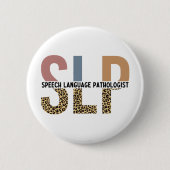SLP-Sprecher Pathologe Leopard Print Typografy Button (Vorderseite)