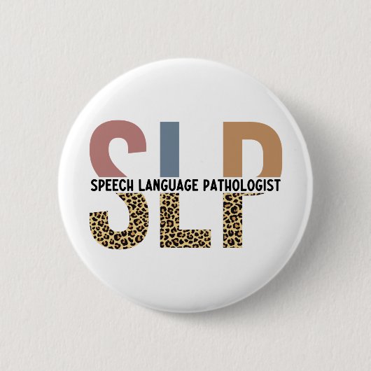 SLP-Sprecher Pathologe Leopard Print Typografy Button (Vorderseite)