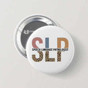 SLP-Sprecher Pathologe Leopard Print Typografy Button