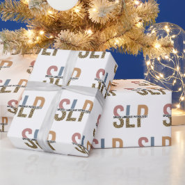 SLP-Sprecher Pathologe Leopard Print Typografy Geschenkpapier