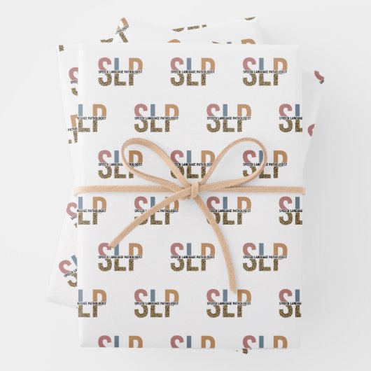 SLP-Sprecher Pathologe Leopard Print Typografy Geschenkpapier Set (Beispiel)
