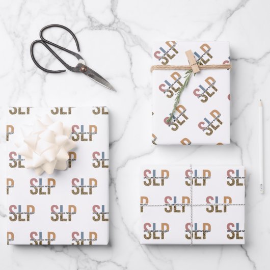 SLP-Sprecher Pathologe Leopard Print Typografy Geschenkpapier Set (Vorderseite)