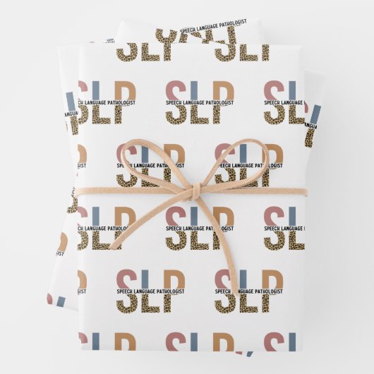 SLP-Sprecher Pathologe Leopard Print Typografy Geschenkpapier Set (Beispiel)