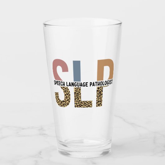SLP-Sprecher Pathologe Leopard Print Typografy Glas (Vorderseite)