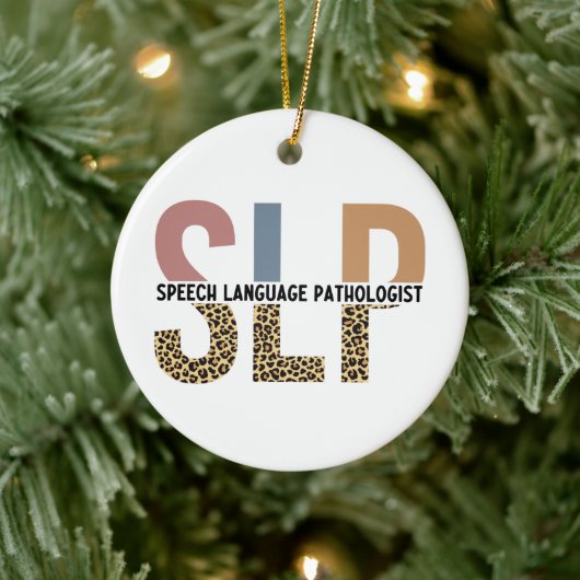 SLP-Sprecher Pathologe Leopard Print Typografy Keramik Ornament (Baum)