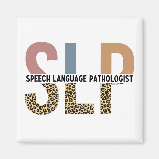 SLP-Sprecher Pathologe Leopard Print Typografy Magnet (Vorne)