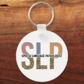 SLP-Sprecher Pathologe Leopard Print Typografy Schlüsselanhänger (Vorderseite)