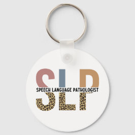 SLP-Sprecher Pathologe Leopard Print Typografy Schlüsselanhänger