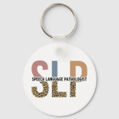 SLP-Sprecher Pathologe Leopard Print Typografy Schlüsselanhänger (Rückseite)