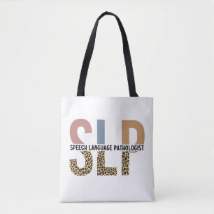 SLP-Sprecher Pathologe Leopard Print Typografy Tasche