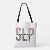 SLP-Sprecher Pathologe Leopard Print Typografy Tasche (Rückseite)