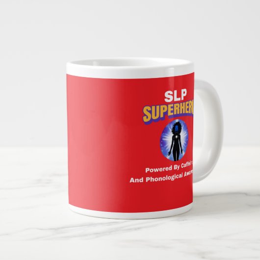 SLP Superheld mit Coffein und Phono... Jumbo-Tasse (Vorderseite Rechts)