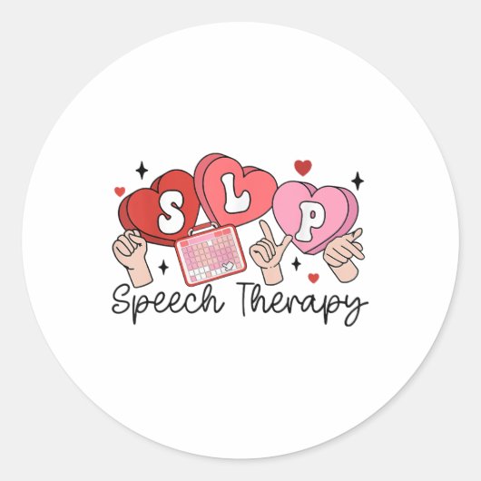 Slp Valentinstag Speech Language Pathologe Stu Runder Aufkleber (Vorderseite)