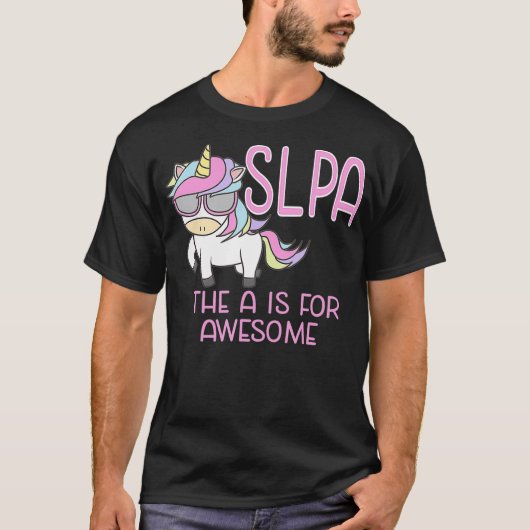 SLPA Unicorn für Sprachpathologin Assis T-Shirt (Vorderseite)