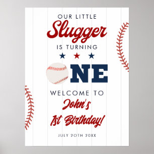 Slugger Baseball 1. Geburtstag Willkommensschild Poster