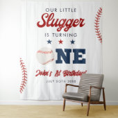 Slugger Baseball 1st Birthday Photo Backdrop Wandteppich (Beispiel)