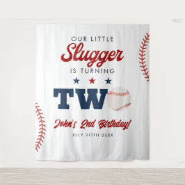 Slugger Baseball 2nd Birthday Photo Backdrop Wandteppich