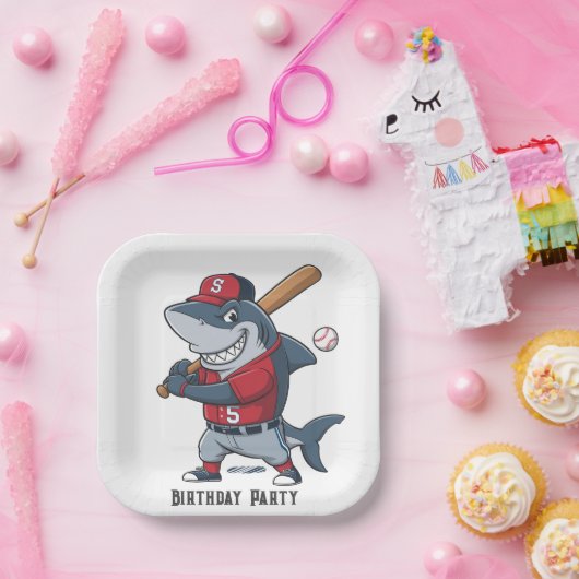 Slugger Shark Birthday Bash Pappteller (Party)