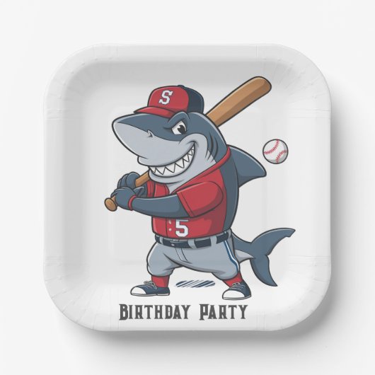 Slugger Shark Birthday Bash Pappteller (Vorderseite)