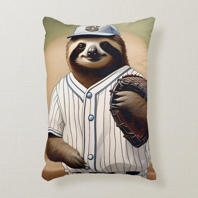 "Slugger Sloth: Langsam und standhaft an der Platt Dekokissen (Vorderseite(Vertikal))