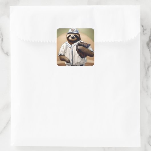 "Slugger Sloth: Langsam und standhaft an der Platt Quadratischer Aufkleber (Tasche)