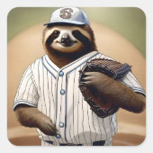 "Slugger Sloth: Langsam und standhaft an der Platt Quadratischer Aufkleber (Vorderseite)