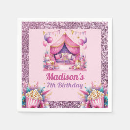 Slumber Birthday Party Custom Pink Lila Glitzer Serviette