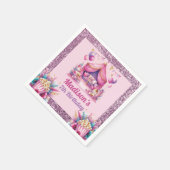 Slumber Birthday Party Custom Pink Lila Glitzer Serviette (Ecke)