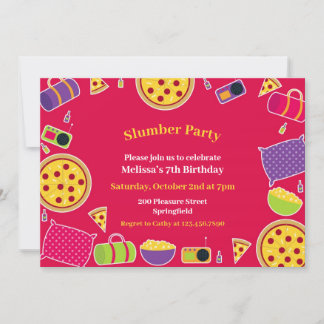 Slumber Birthday Party Flat Einladung