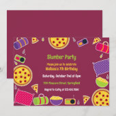 Slumber Birthday Party Flat Einladung (Vorne/Hinten)