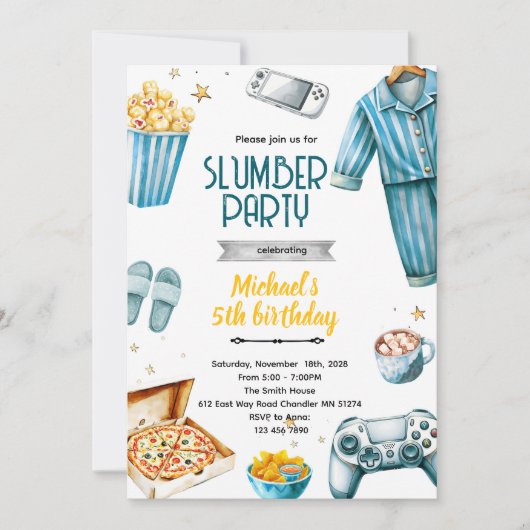 Slumber boy theme invite einladung (Vorderseite)