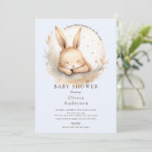Slumber Bunny Boys Baby Dusche Einladung (Stehend Vorderseite)