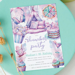 Slumber Girl Birthday Party Pastel Fun Einladung