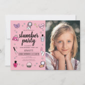 Slumber Makeup Wellness-Center Party Pink Girl Fot Einladung (Vorderseite)