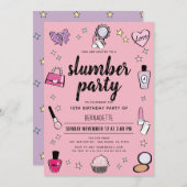 Slumber Makeup Wellness-Center Party Pink Girl Geb Einladung (Vorne/Hinten)