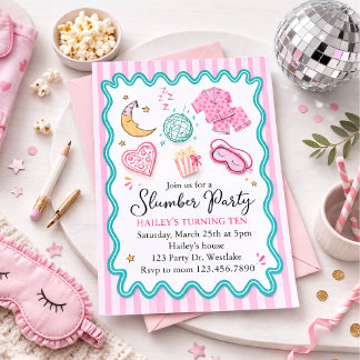 Slumber Party Birthday Invitation – Pink Pajama Sl Einladung
