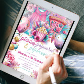 Slumber Party Birthday Pizza Popcorn & Pajamas Einladung