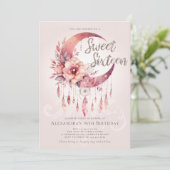 Slumber Party Boho Dreamcatcher Crystals Sweet 16 Einladung (Stehend Vorderseite)
