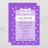 Slumber-Party Einladung Niedliches Lila Bett (Vorne/Hinten)