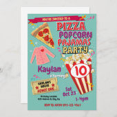 Slumber Party Einladung Pizza Popcorn Einladung (Vorne/Hinten)
