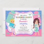 Slumber Party Einladung Sleepover Geburtstag laden (Vorderseite)