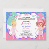 Slumber Party Einladung Sleepover Geburtstag laden (Vorderseite)