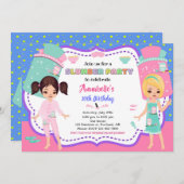 Slumber Party Einladung Sleepover Geburtstag laden (Vorne/Hinten)